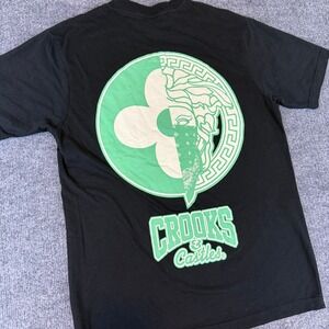 Crooks and Castles Y2K Black T Shirt Graphic Print Medusa & Thief Design